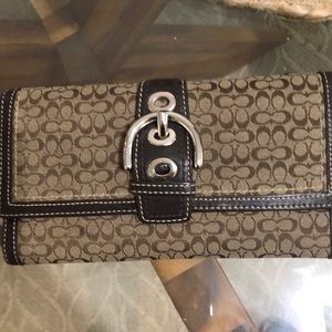 Coach Signature “C” Wallet Brown Leather Trim